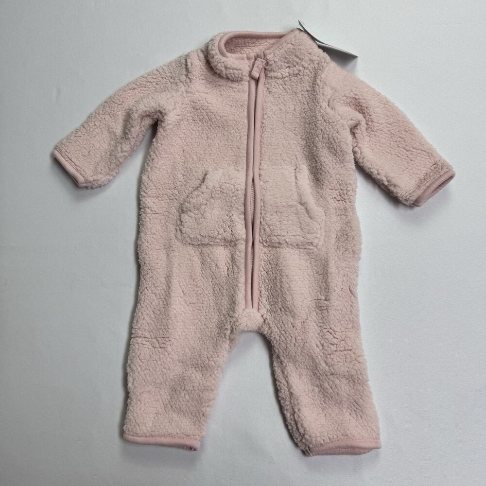 Carters Zip-Up 1 Piece Warm Long Sleeve Fleece Jumpsuit Size 3 Month Pink